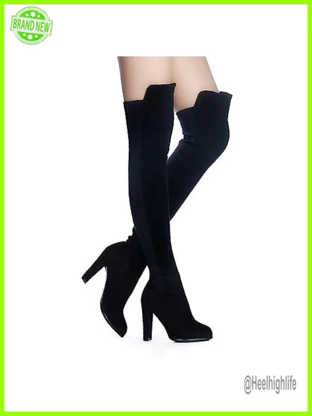 Faux Suede Chunky Heel Over the Knee Thigh High Boots